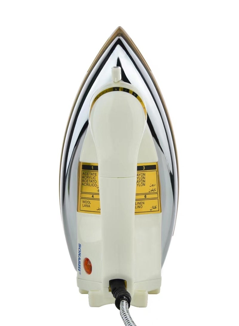 SONASHI Heavy Iron - Gold Ceramic Coated Soleplate | Overheat Safety Protection With Easy Temperature Settings | Heavy Iron Box Suitable For All Fabrics 1200 W SHI-6020 Off White/Gold - Image 3