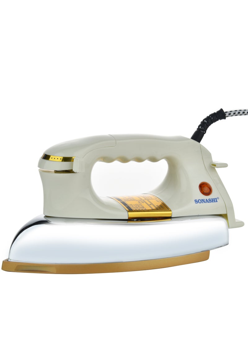 SONASHI Heavy Iron - Gold Ceramic Coated Soleplate | Overheat Safety Protection With Easy Temperature Settings | Heavy Iron Box Suitable For All Fabrics 1200 W SHI-6020 Off White/Gold - Image 1