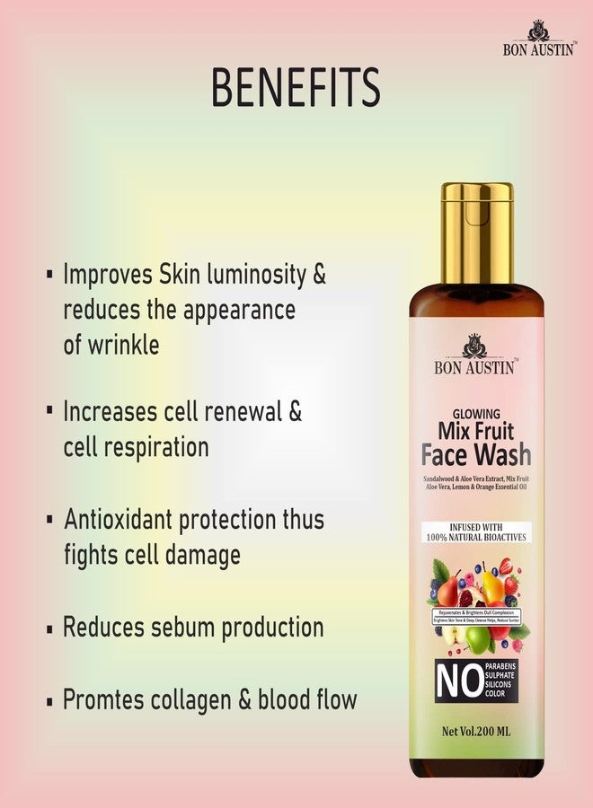 Bon Austin Mix Fruit Deep Cleansing Face Wash/Fash Cleanser For Visibly Glowing Skin For All Skin Types, 200ml - Image 5
