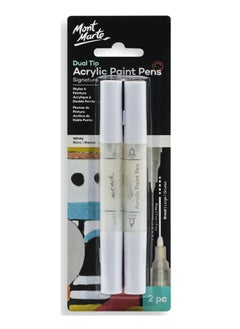 Mont Marte 2-Piece Signature Dual Tip Acrylic Paint Marker Pens White Ink  - Image 1