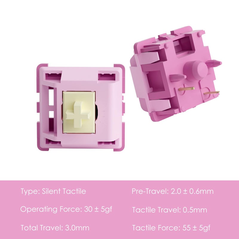 Akko V3 Creamy Purple Pro Keyboard Switch for Mechanical Gaming Keyboard, 5-Pin 30gf Tactile Switches Pre-Lubed Key switches(45pcs) - Image 2