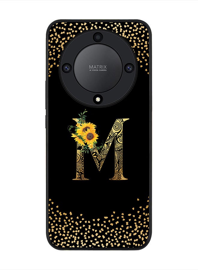 Stylizedd Cover for Honor X9a 5G Case , Rugged Black Slim fit Phone Cases   - Custom Monogram Initial Letter Mandala Floral Pattern Alphabet-M (Black) - Image 1