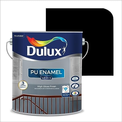 Dulux PU Enamel Black 500 ml High Gloss Finish Paint for Interior Exterior Metal & Wood Surfaces with Fast Drying Anti-Rust & Complete Coverage - Image 1