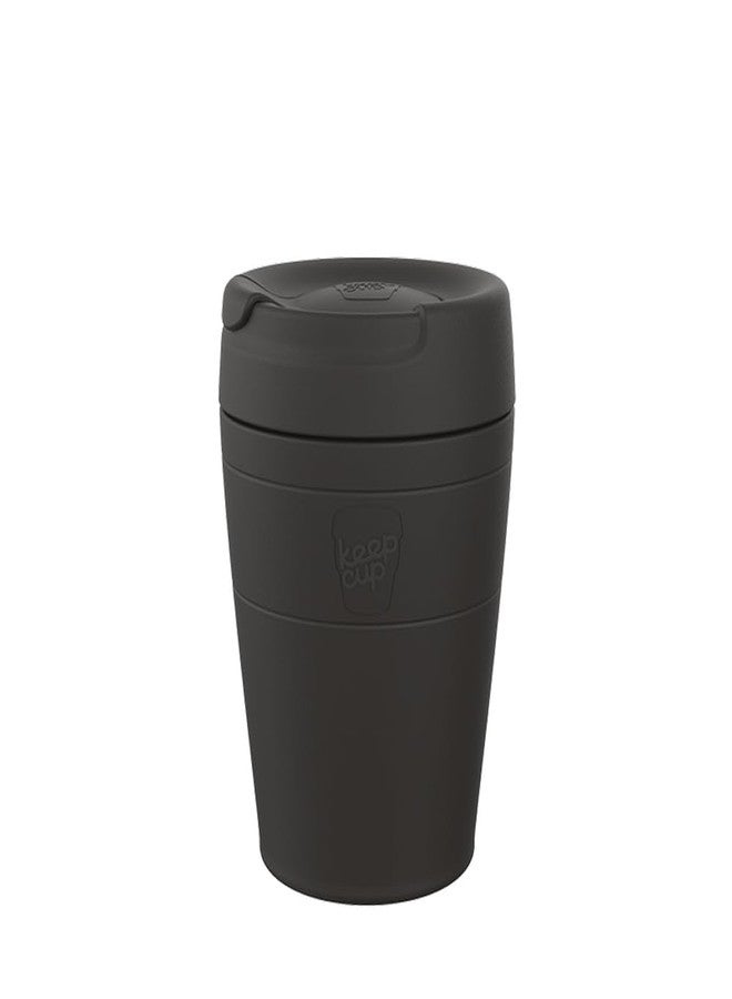 KeepCup Traveller, Reusable Travel Mug - Vacuum Insulated Stainless Steel Cup with Leakproof Sipper Lid - 12oz/340ml - Black - Image 1