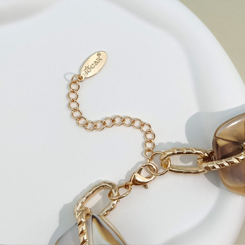 Bocar Statement Chunky Acrylic Cuban Choker Necklace Fashion Bib Collar Chain Necklace for Women(NK-10666-Antique White) - Image 5