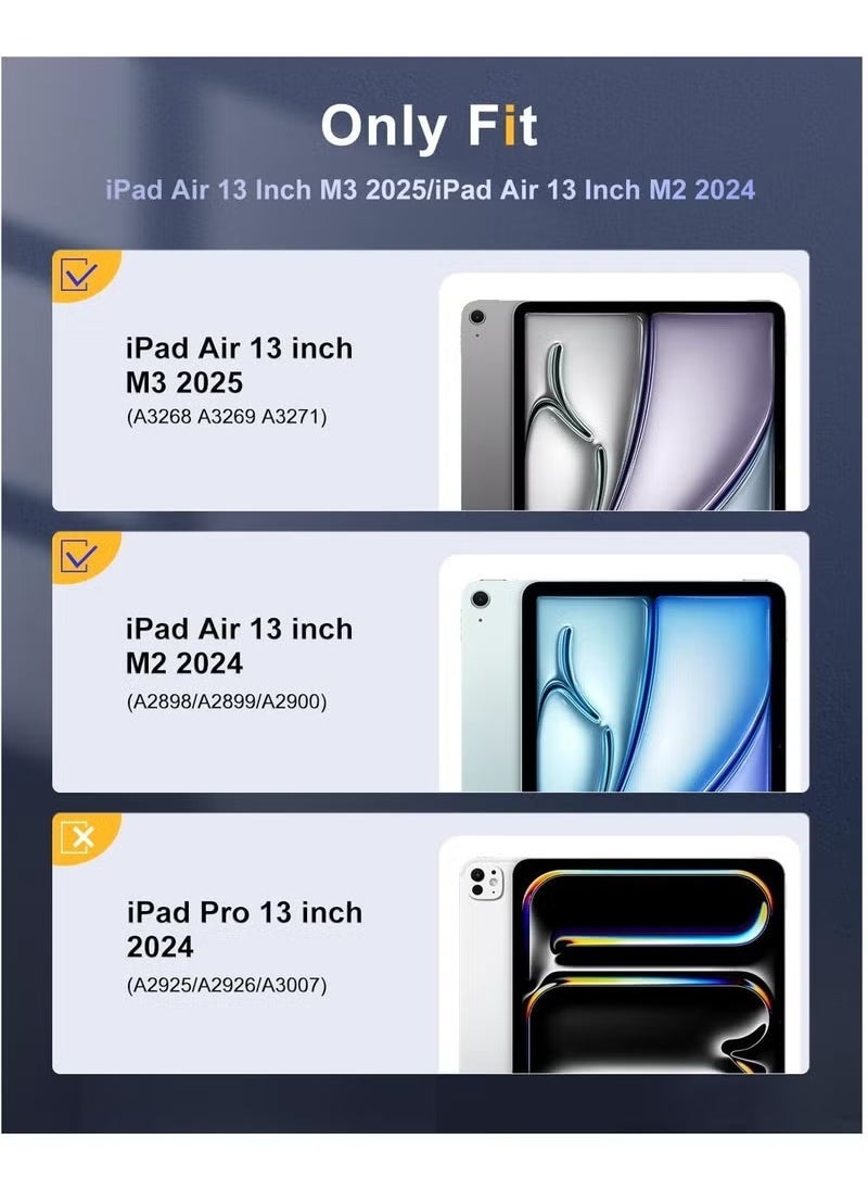 DUSALA Case for New iPad Air 13 Inch M3 M2 (2025/2024) with Pencil Holder – Slim Lightweight Stand Cover in Blue | Transparent Hard Back Shell + Magnetic Auto Wake Sleep Function | Smart Trifold Design for Typing & Viewing | Compatible with Apple Pencil Charging - Image 2