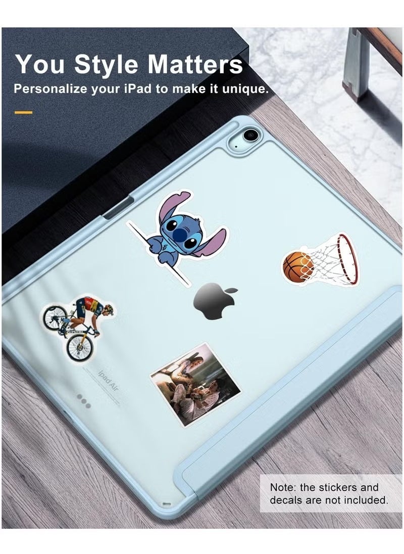 DUSALA Case for New iPad Air 13 Inch M3 M2 (2025/2024) with Pencil Holder – Slim Lightweight Stand Cover in Blue | Transparent Hard Back Shell + Magnetic Auto Wake Sleep Function | Smart Trifold Design for Typing & Viewing | Compatible with Apple Pencil Charging - Image 5