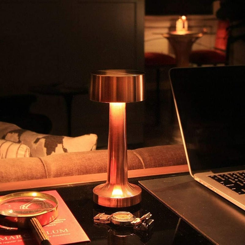 V2COM Aluminum LED Rechargeable Wireless Desk Lamp (3W, Copper) - Image 1