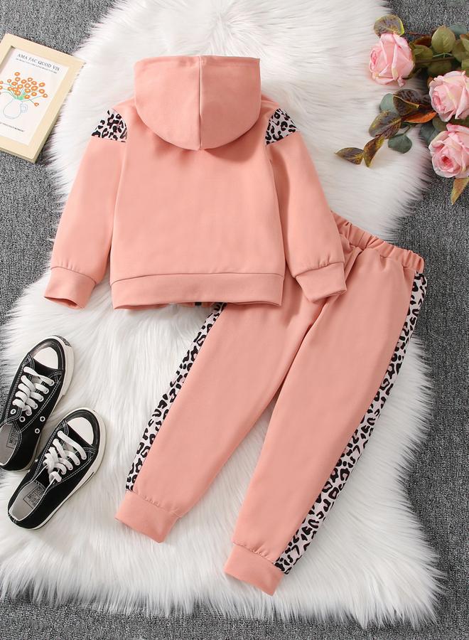 Take Two Leopard Print T-Shirt with Sweatshirt and Jogger set - Image 2