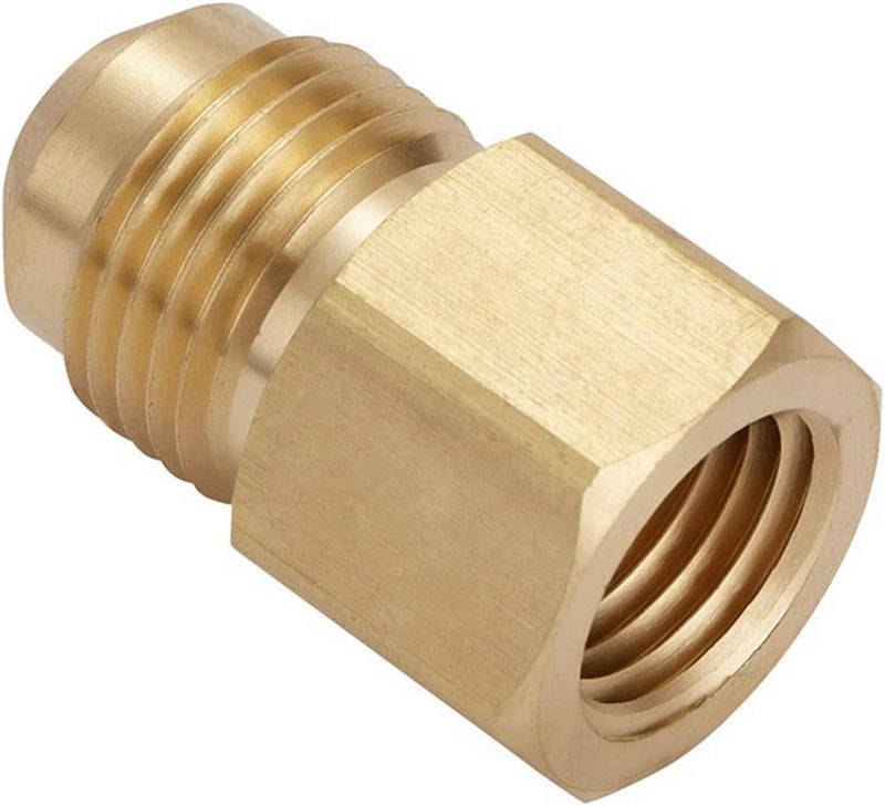 LitOrange 3 PCS Brass Flare Tube Fitting Coupling Gas Adapter 3/8" Flare X 1/4" Female NPT Pipe Connector - Image 2