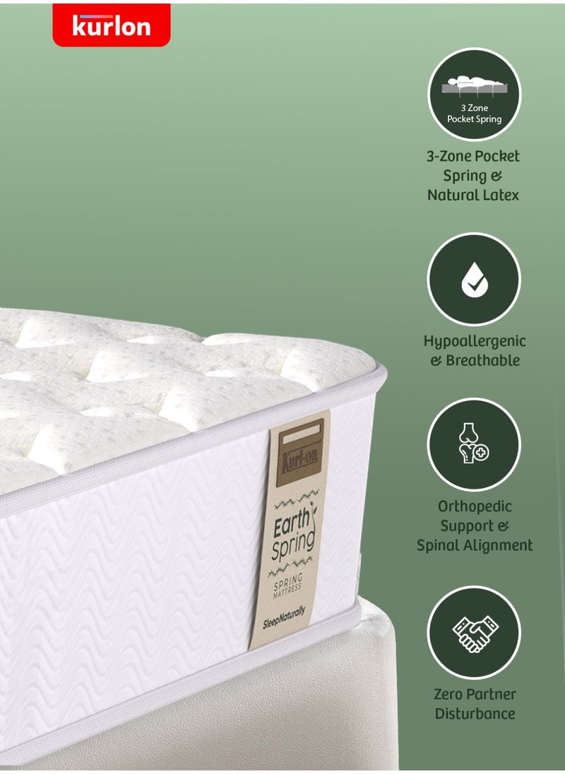 Kurlon Kurlon Earth Spring Mattress | 3-Zone Pocket Spring Mattress | Medium-Firm Support |  Natural Latex | Ideal for Spinal Alignment | King Size Mattress| 200Lx180Wx25H Cms  - Image 4