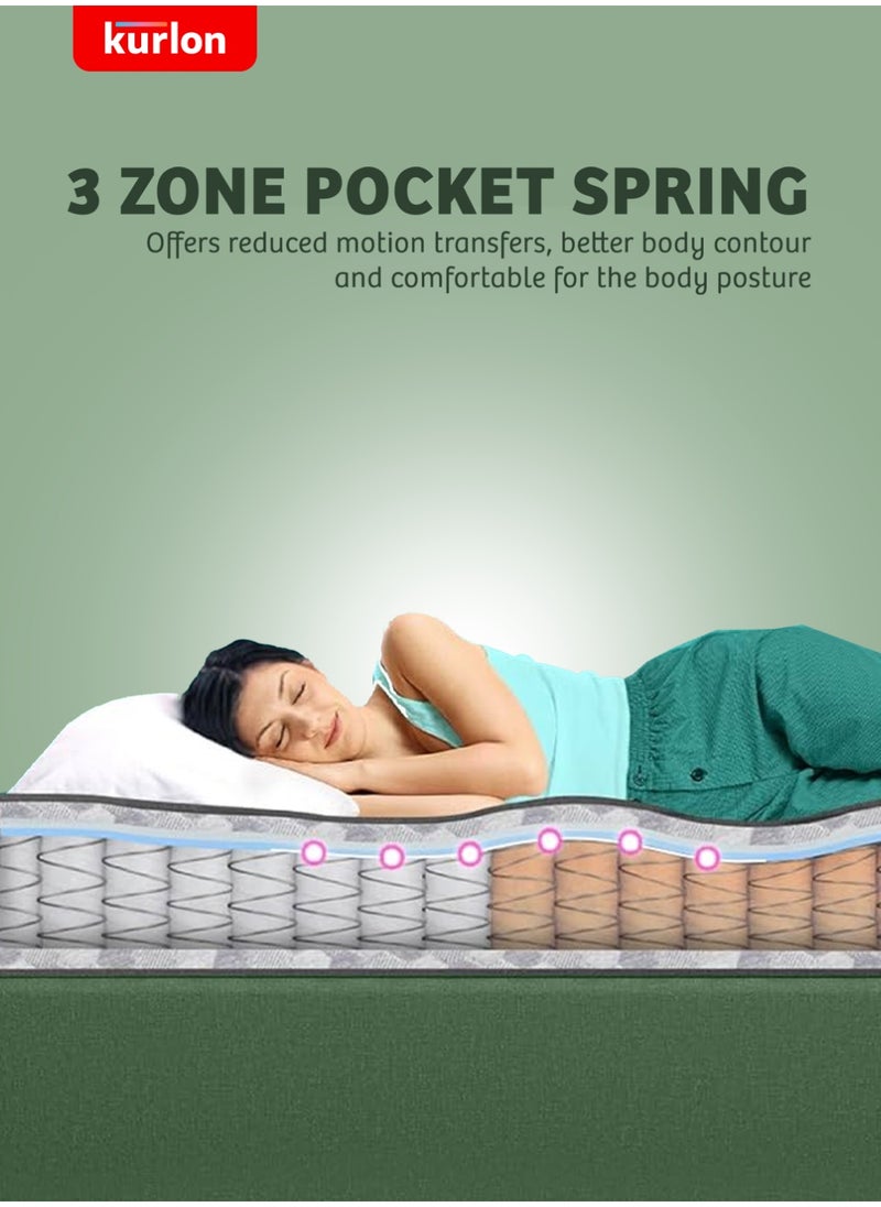 Kurlon Kurlon Earth Spring Mattress | 3-Zone Pocket Spring Mattress | Medium-Firm Support |  Natural Latex | Ideal for Spinal Alignment | King Size Mattress| 200Lx180Wx25H Cms  - Image 2
