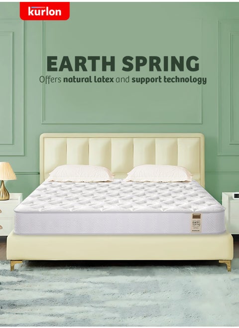Kurlon Earth Spring Mattress | 3-Zone Pocket Spring Mattress | Medium-Firm Support |  Natural Latex | Ideal for Spinal Alignment | King Size Mattress| 200Lx180Wx25H Cms