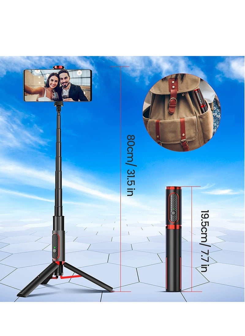TYCOM - Tycom Selfie Stick For Phone Size 4.5-6.2Inch, Extendable to 160cm Selfie Stick Tripod with Bluetooth Wireless Remote Phone Holder (AB202-195RD) - Image 1