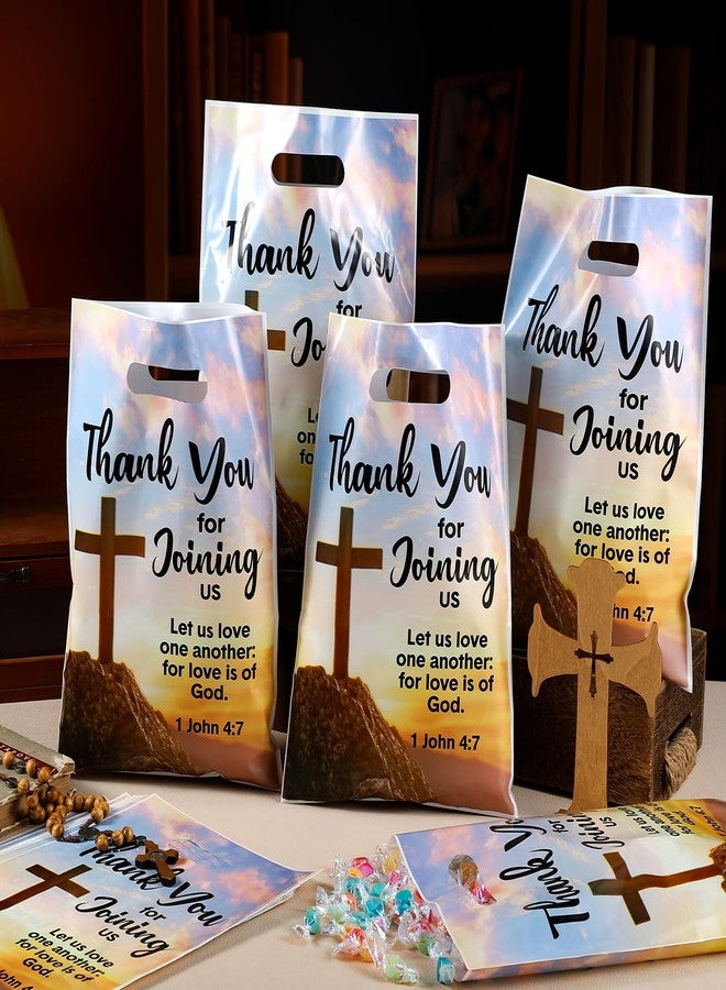 Panelee 50 Pcs Welcome to Our Church Bags Religious Plastic Brochure Church Gift Christian Cross Goody Treat Bags with Handles for Vbs Party Supplies Party Favor Decoration - Image 3