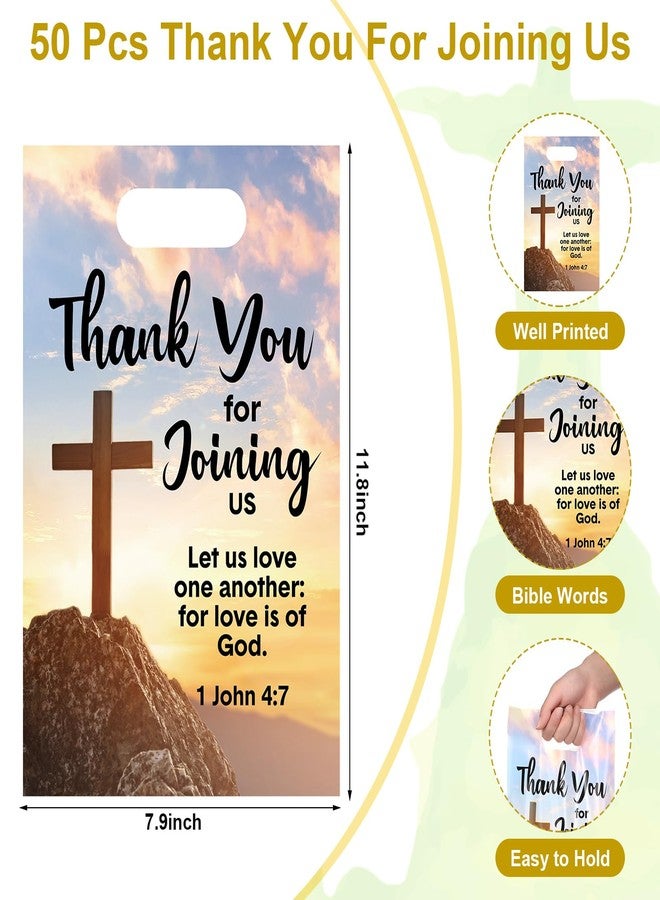 Panelee 50 Pcs Welcome to Our Church Bags Religious Plastic Brochure Church Gift Christian Cross Goody Treat Bags with Handles for Vbs Party Supplies Party Favor Decoration - Image 2