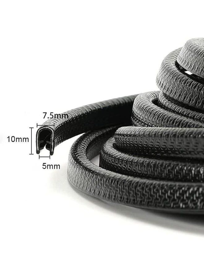 HALAMODO حراس حواف أبواب السيارات 16.4 قدم (5 متر) باللون الأسود - مطاط، بدون لاصق، على شكل حرف U، مع مشابك معدنية مدمجة، تناسب معظم المركبات، مقاوم للتلاشي، مقاوم للخدوش والرقائق - يقلل من الخدوش في مواقف السيارات - Image 3