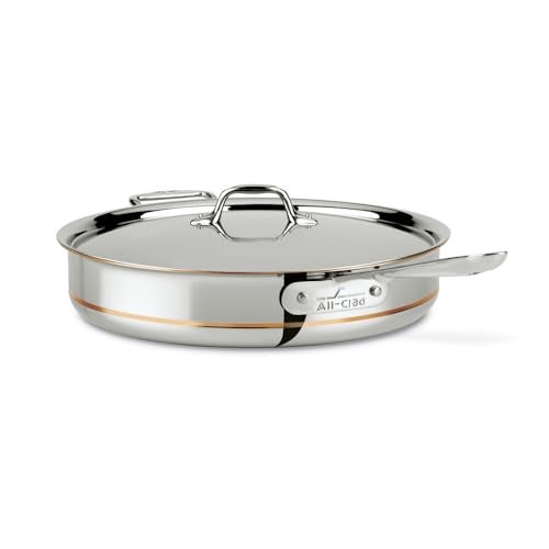 All-Clad Copper Core 5-Ply Stainless Steel Sauté Pan with Steel Lid 6 Quart Induction Oven Broiler Safe 600F Pots and Pans, Cookware Silver - Image 1