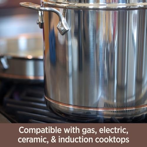 All-Clad Copper Core 5-Ply Stainless Steel Sauté Pan with Steel Lid 6 Quart Induction Oven Broiler Safe 600F Pots and Pans, Cookware Silver - Image 4