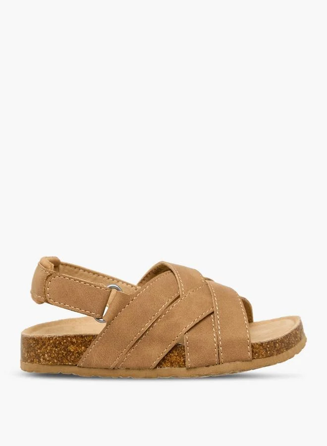 Juniors Boys Cross Strap Hook & Loop Sandals