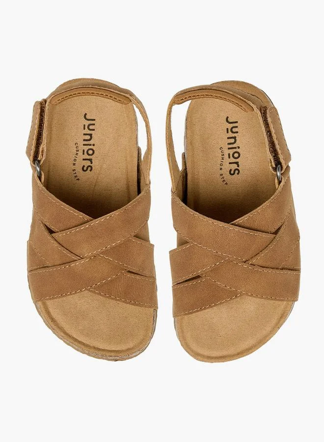 Juniors Boys Cross Strap Hook & Loop Sandals