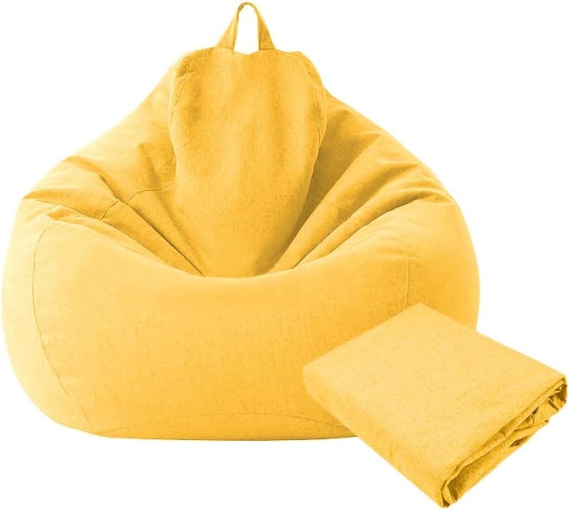 KODENG Large Small Sofa Covers Chairs Without Filler Linen Fabric Lounger Seat Bean Bag Chair Tatami Living Room (Yellow, 100x120cm) - Image 1