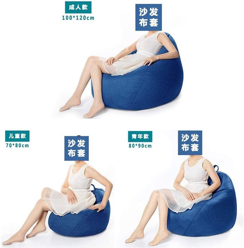 KODENG Large Small Sofa Covers Chairs Without Filler Linen Fabric Lounger Seat Bean Bag Chair Tatami Living Room (Yellow, 100x120cm) - Image 3