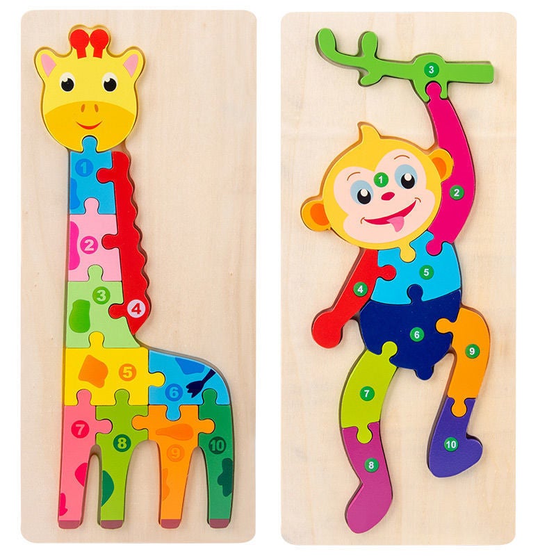 Infant Puzzle Toy Wooden Three-Dimensional Building Blocks Digital Assembly Early Education Children Baby 2-5 Years Old 3 Boys And Girls - Image 3