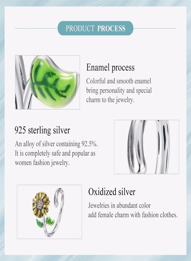 Qings Sunflower Adjustable Ring for Women 925 Sterling Silver Flower Open Rings You are My Sunshine Wrap Ring Birthday Gift for Ladies - Image 5
