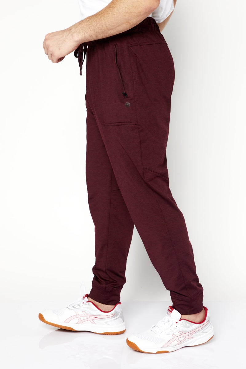 Gaiam Men Slim Fit Training Fleece Sweatpants, Maroon - Image 4
