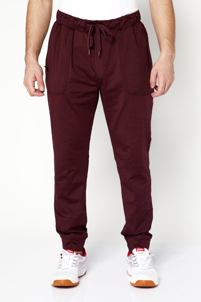 Gaiam Men Slim Fit Training Fleece Sweatpants, Maroon - Image 1