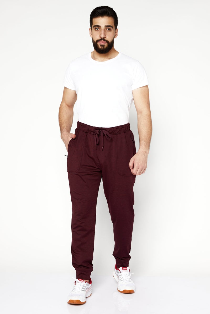 Gaiam Men Slim Fit Training Fleece Sweatpants, Maroon - Image 3