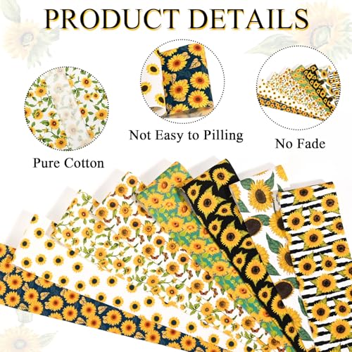 Sanixin 40Pcs Sunflower Cotton Fabric Strips for Quilting Vibrant Yellow Floral Theme Jelly Fabric Precut Bundle Spring Summer Patchwork for DIY Sewing Crafts (Sunflower) - Image 3