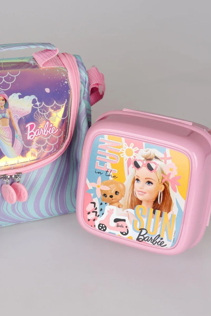 Barbie Dekomus New Season Licensed 's Mermaid Dream Collection Lunch BAG, 500 ml Water Bottle and Lunch Box Set