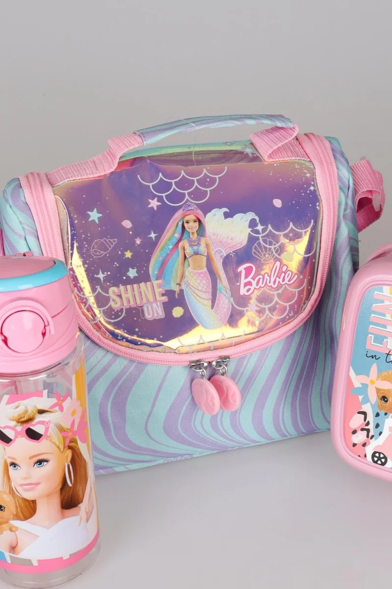 Barbie Dekomus New Season Licensed 's Mermaid Dream Collection Lunch BAG, 500 ml Water Bottle and Lunch Box Set