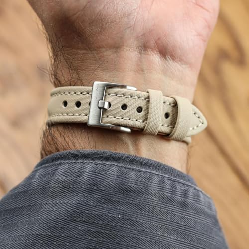 WatchGecko Atlas Sailcloth Waterproof Watch Strap – Quick-Release Spring Bars, Brushed Stainless-Steel Buckle, 18mm-22mm Sizes, 5 Colour Options – Durable & Comfortable, 21mm - Image 4