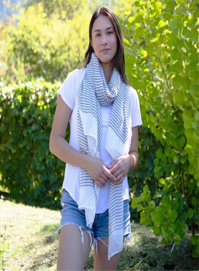 Hadley Wren Tickled Pink Women's Insect Shield Bug Repelling Classic Tiny Lightweight Scarf for Summer, Stripe Gray, One Size, Stripe Gray, One size - Image 3