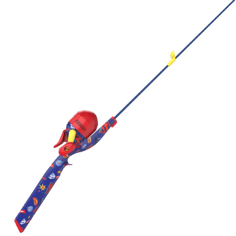 Zebco Youth Superman Floating Spincast Reel and Fishing Rod Combo 29Inch Fiberglass Rod Light Power Moderate Action Size 20 Reel Blue - Image 2