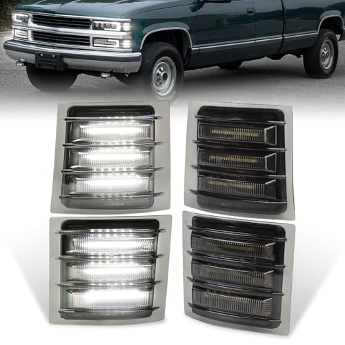 MOVOTOR LED Side Marker Light Assembly with White Sequential Turn Signal LED Front Corner Lights Compatible with 1994-1998 Chevy C/K 1500 2500 3500 C10 Silverado Tahoe Suburban(NOT FIT for GMC) - Image 1