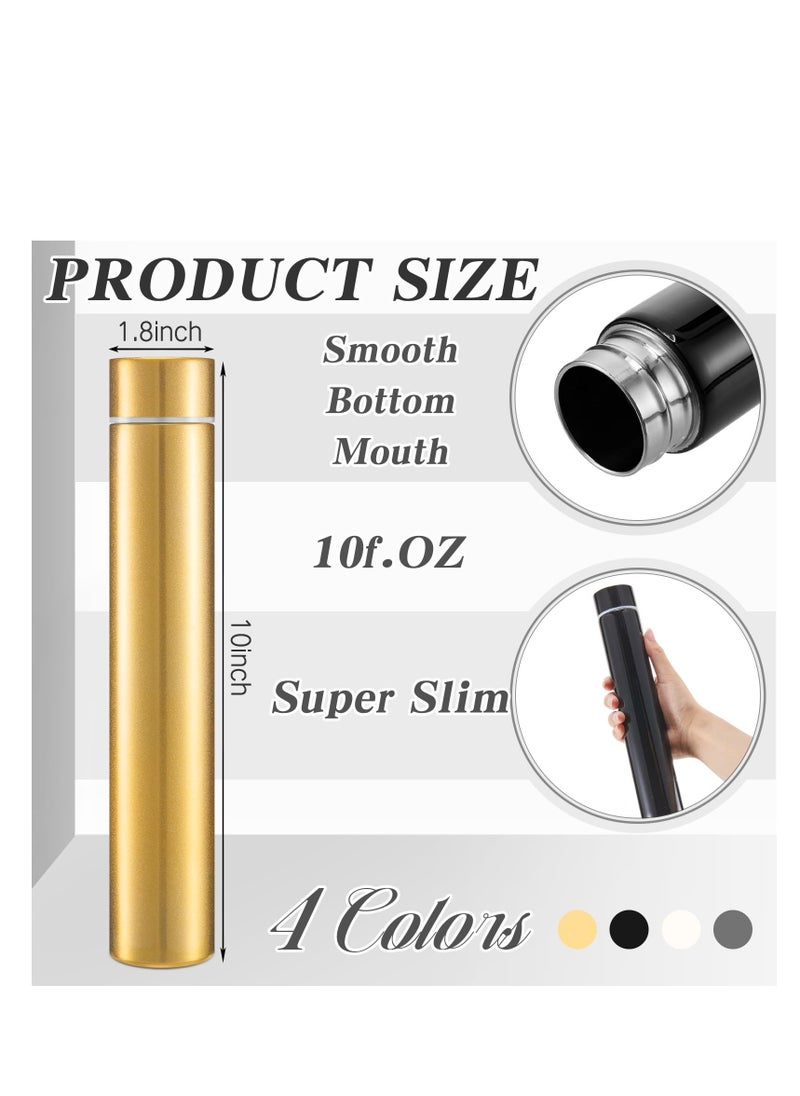 SYOSI - Skinny Insulated Water Bottle, 10 oz Stainless Steel Leak Proof Slim Water Bottles, Portable Sports Drink Bottle for Travel Sports, Black, White, Gold, Original Color, Safe and Wear Resistant (4 Pcs) - Image 1