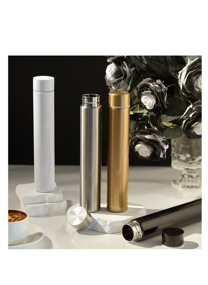 SYOSI - Skinny Insulated Water Bottle, 10 oz Stainless Steel Leak Proof Slim Water Bottles, Portable Sports Drink Bottle for Travel Sports, Black, White, Gold, Original Color, Safe and Wear Resistant (4 Pcs) - Image 1