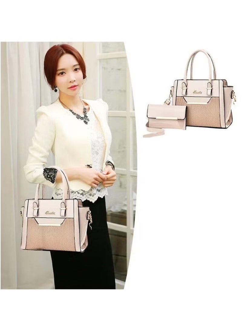 Huitich Crocodile Pattern Leather Two-Piece Women’s Messenger Bag – Beige (27×13×21 cm) - Image 4