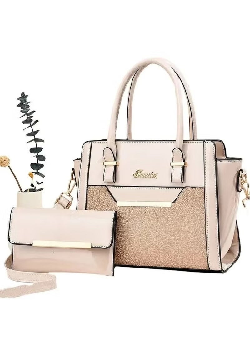 Huitich Crocodile Pattern Leather Two-Piece Women’s Messenger Bag – Beige (27×13×21 cm) - Image 5