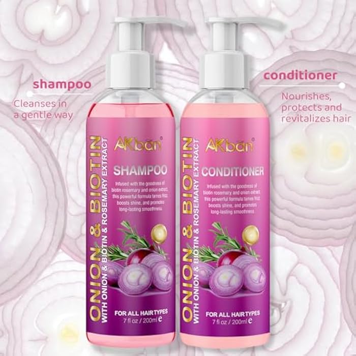 AKban Onion Rosemary and Biotin Shampoo and Conditioner Set for Strengthening, Moisturizing & Encouraging Longer, Healthier Hair, Hair Loss and Thinning Hair, Paraben-Free, Growth Shampoo and Treatment Set - Image 5