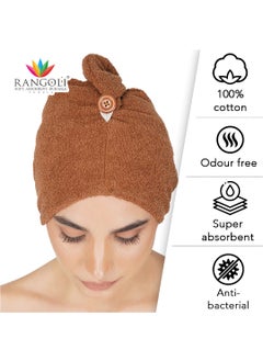 RANGOLI SOFT ABSORBENT DURABLE TOWELS Rangoli 100 Cotton Microfiber Hair Towel Wrap for Women 360 GSM UltraSoft Towel for Hair Super Absorbent Hair Dryer Towel for Salon Travel Brown  - Image 4