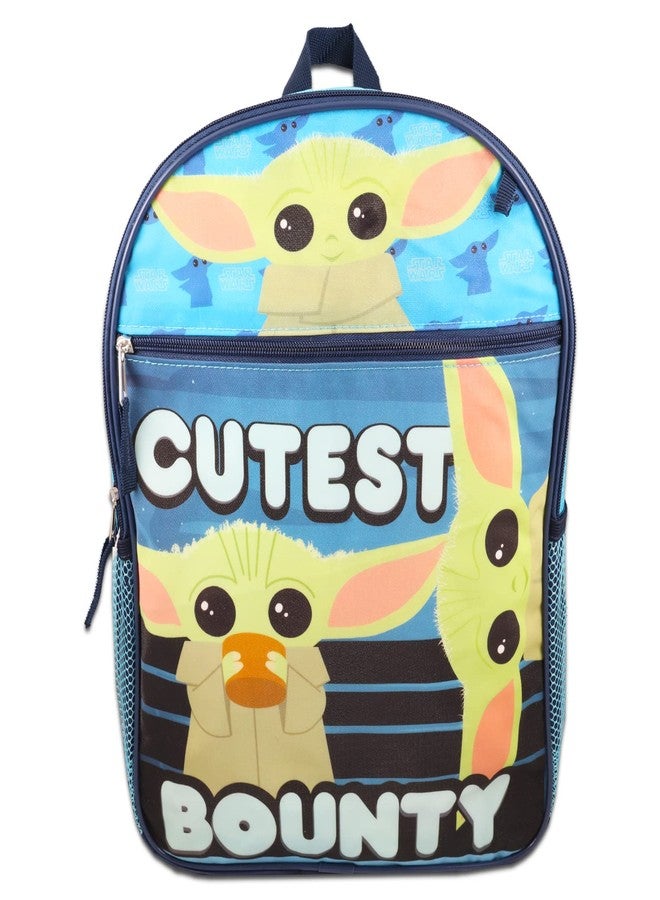 Fast Forward Baby Yoda Backpack with Lunch Box Set - Bundle with Baby Yoda Backpack, Baby Yoda Lunch Bag, Water Bottle, Stickers, Keychain, More | Star Wars Backpack for Boys - Image 4