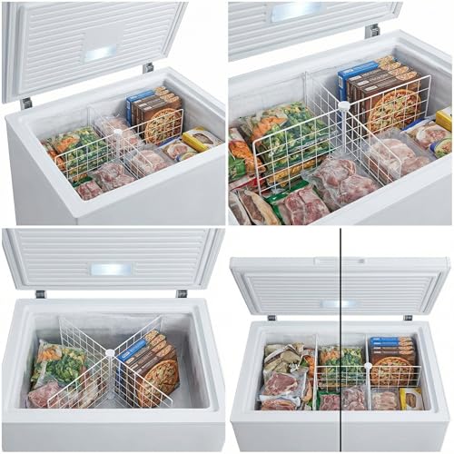 BESTYASH Chest Freezer Partition, Mesh Partition Basket 15.9”L × 15.9”W × 12.6”H, 4 Compartments Breathable Grid Deep Freezer Dividers, Metal Rack for Kitchen Refrigerator Food Drink Storage - Image 5