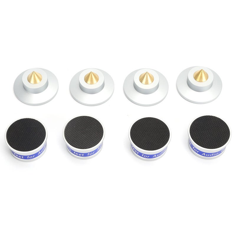 Preffair Aluminum Alloy Brass Isolation Feet 4-Pack Anti-Vibration - Silver Audio Isolation Pad for Turntables Speakers Amplifiers - Image 3