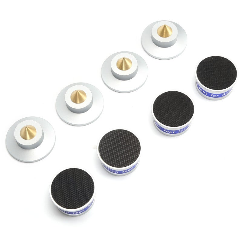Preffair Aluminum Alloy Brass Isolation Feet 4-Pack Anti-Vibration - Silver Audio Isolation Pad for Turntables Speakers Amplifiers - Image 4