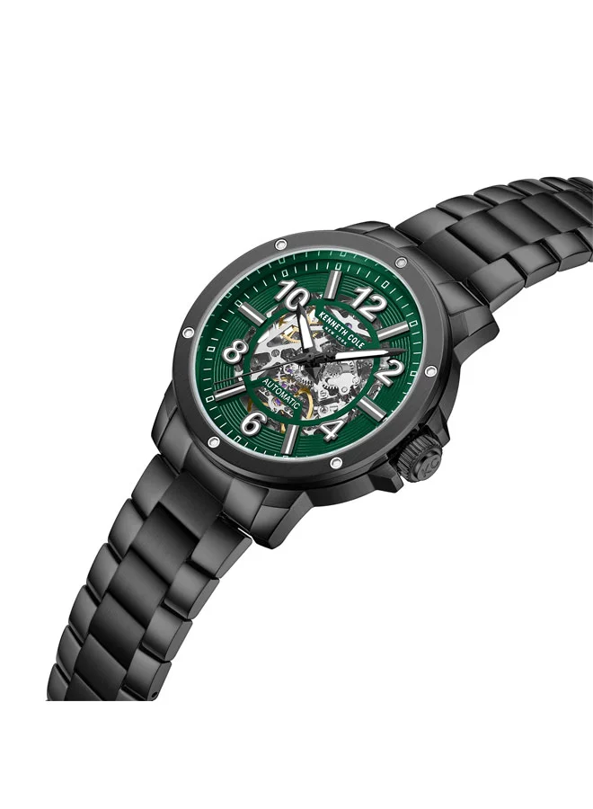 كينيث كول نيو يورك Green Dial Stainless Steel Bracelet Multifunction Watch for Men, 44mm